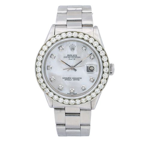 rolex oyster perpectual silver with diamo ds|Rolex diamond dials.